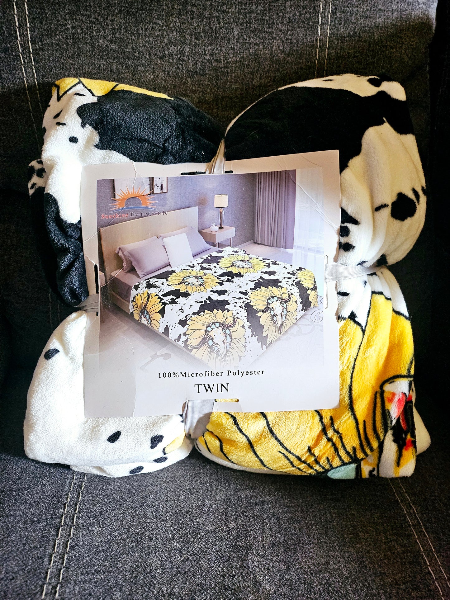 Cowskull Sunflower Super Plush Blanket Twin