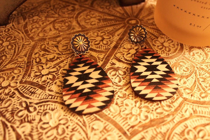 Aztec Teardrop Earings