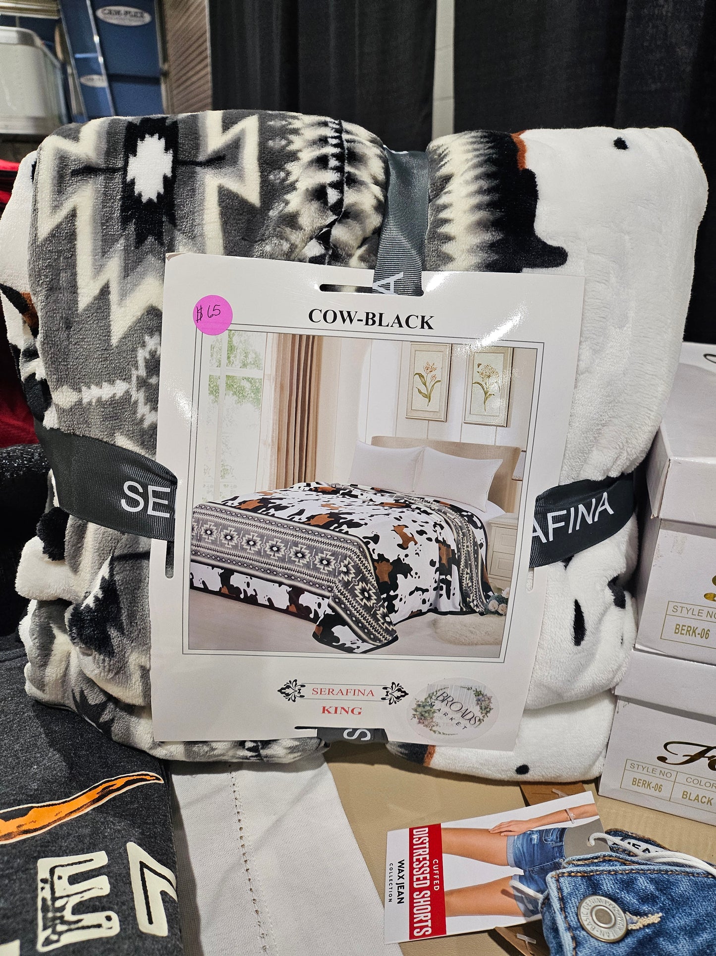Cow Black plush Blanket