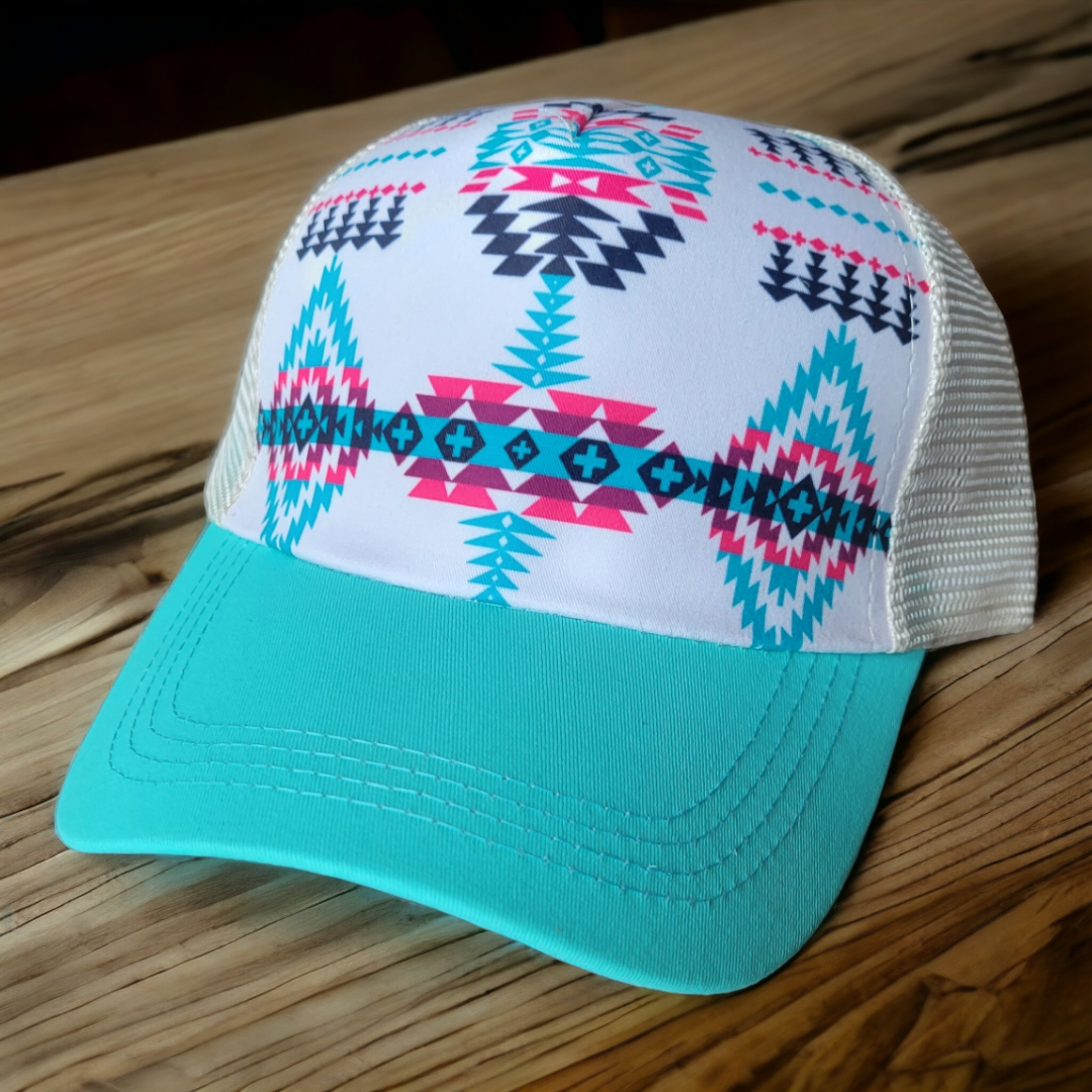 Womens aztec white hat