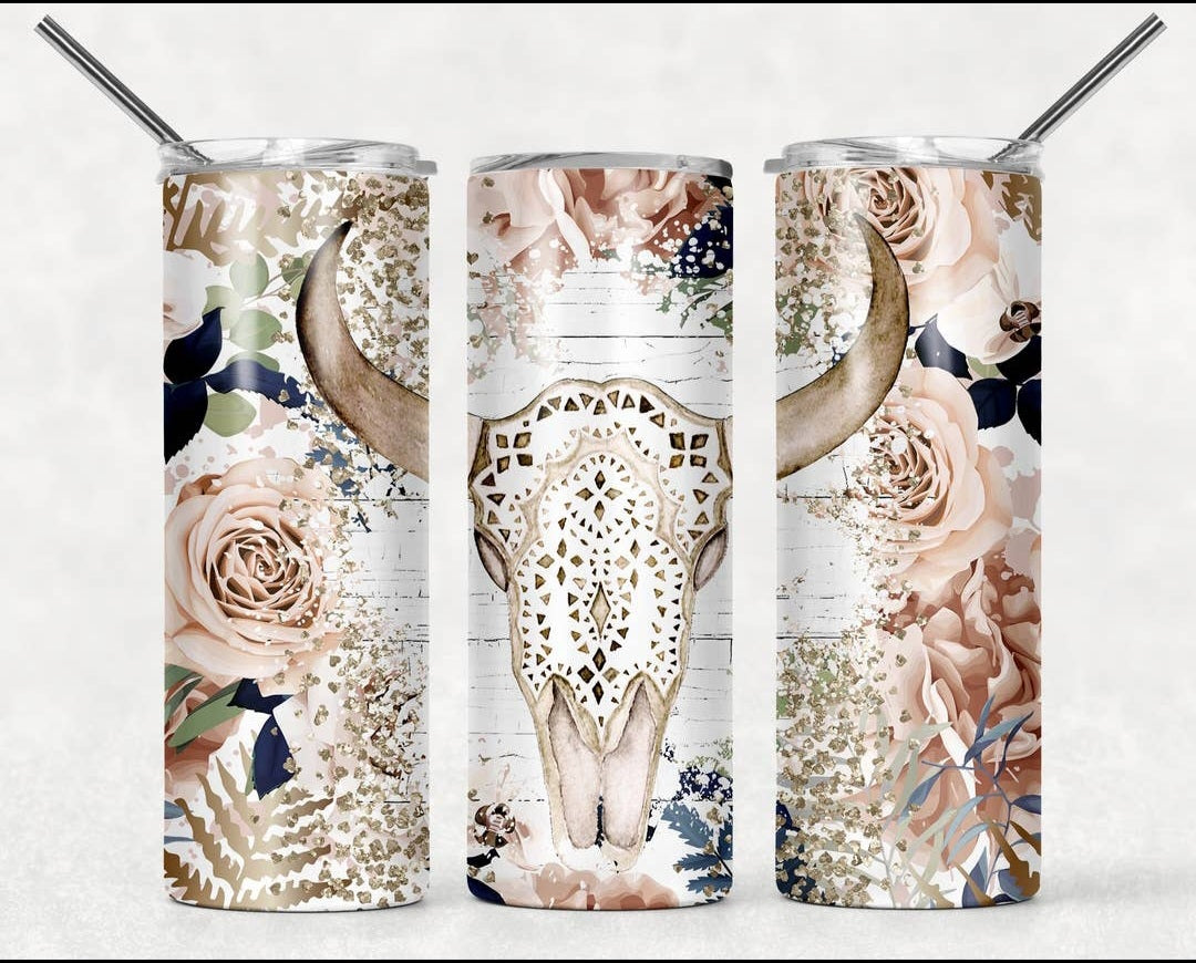 Light cow head floral Tumbler