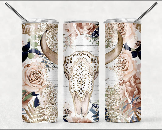Light cow head floral Tumbler