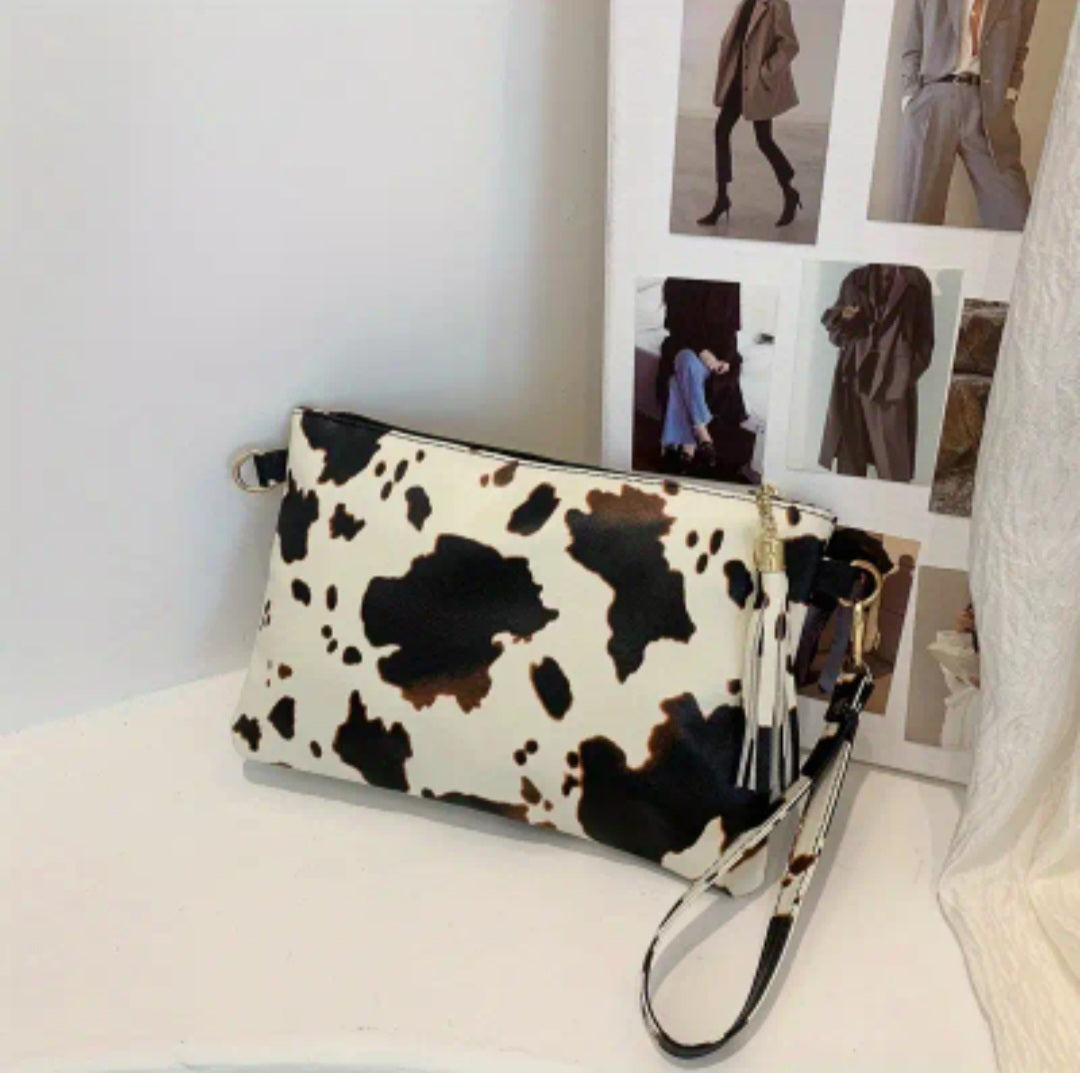 Cow print clutch