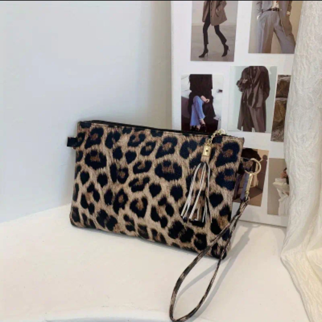 Cow print clutch